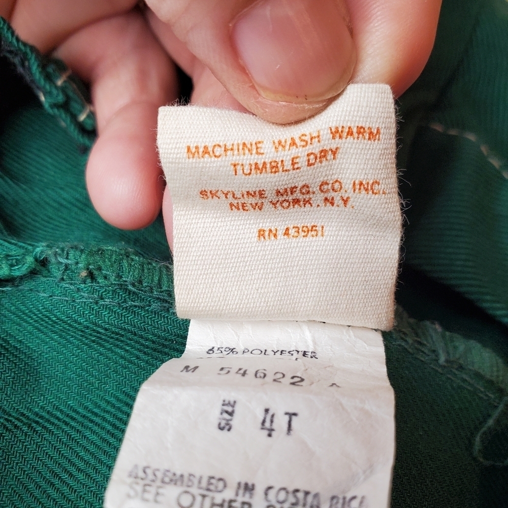 Vntg 70s Green Kids Pants. Single Stich. Rare. 4T. #0209 - Picture 4 of 13